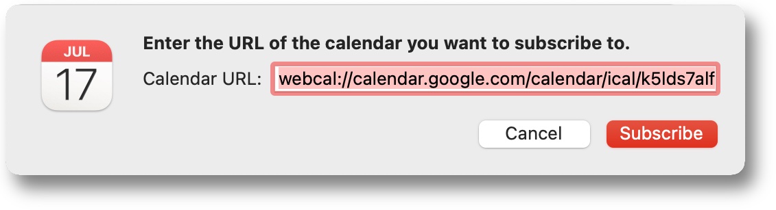 get ical url for mac calendar